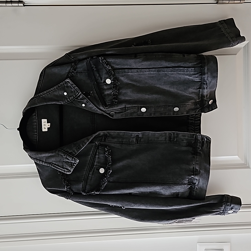 POL Distressed Rhinestone Denim Jacket - Picture 4 of 9
